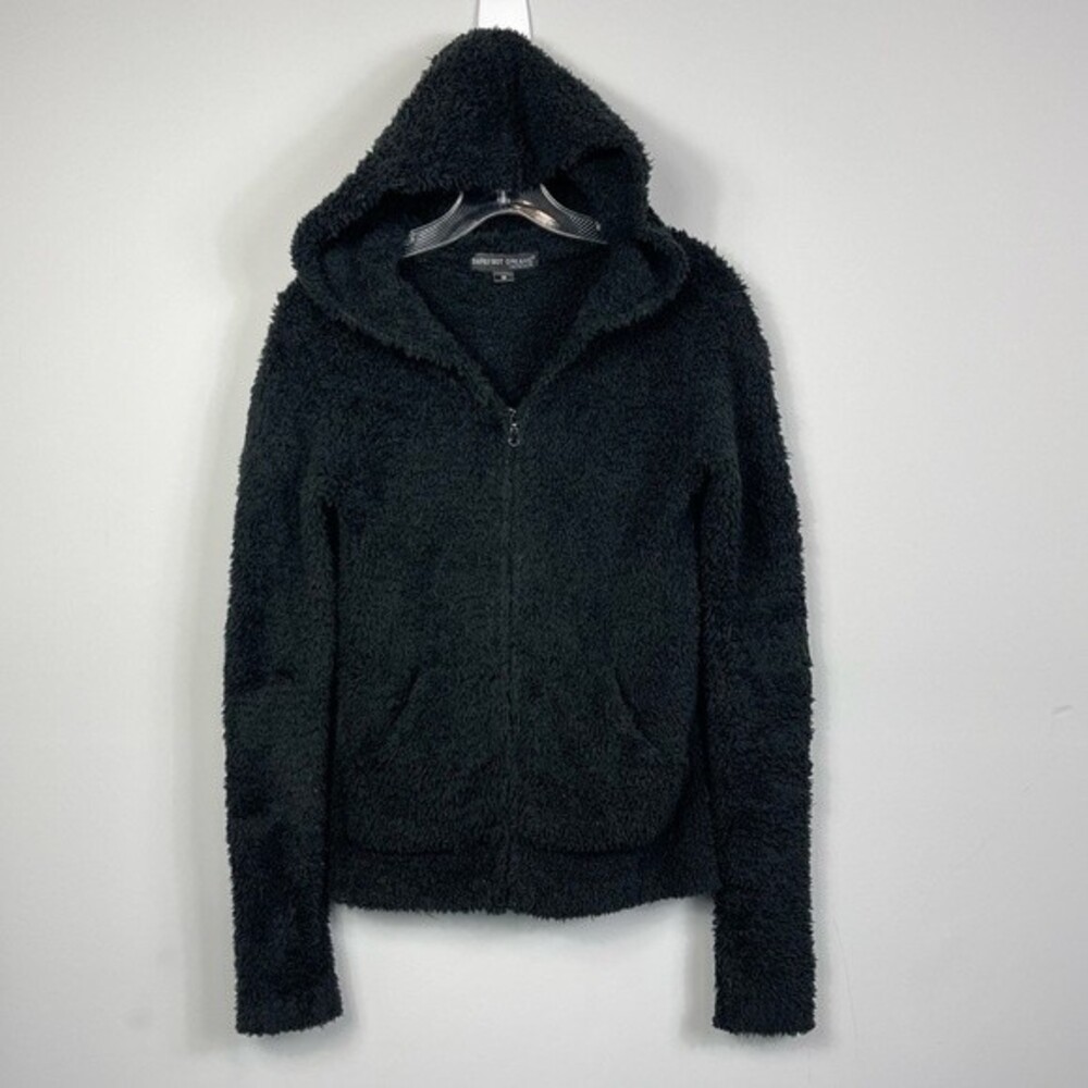 Barefoot Dreams CozyChic Relaxed Zip Up Pocket Hoodie Fuzzy Jacket Black 515 M - Picture 4 of 14